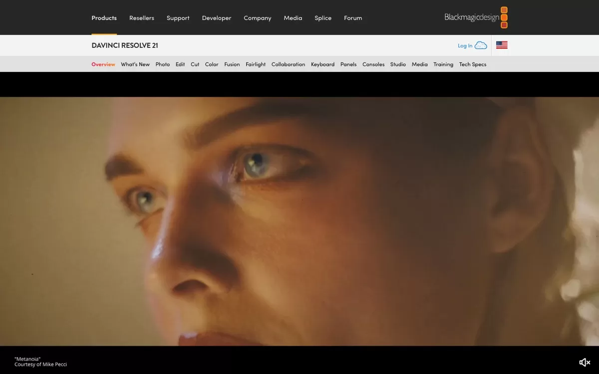 DaVinci Resolve 21 product page by Blackmagic Design, one of the best AI video editing tools
