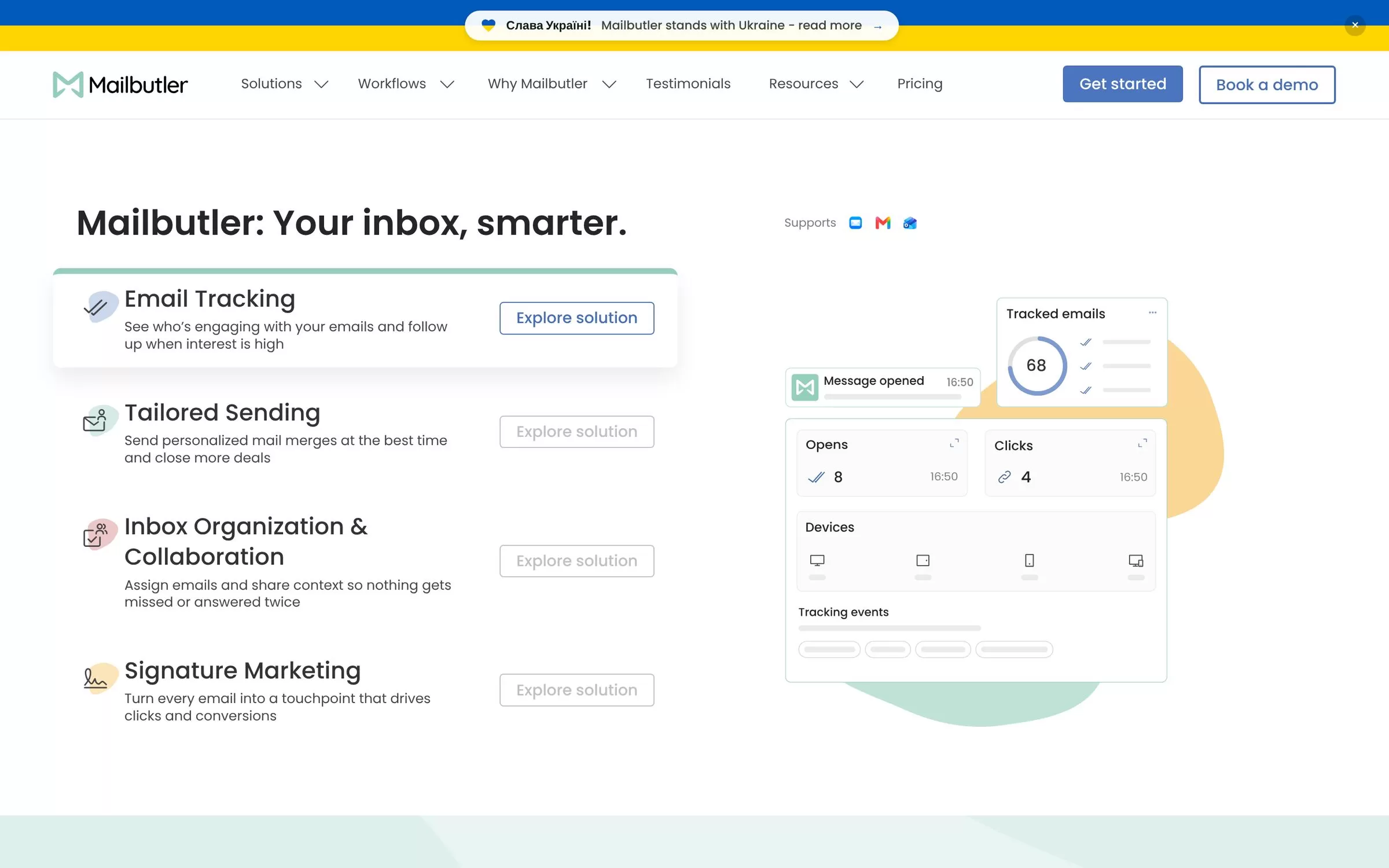 Mailbutler homepage, one of the best AI email assistants