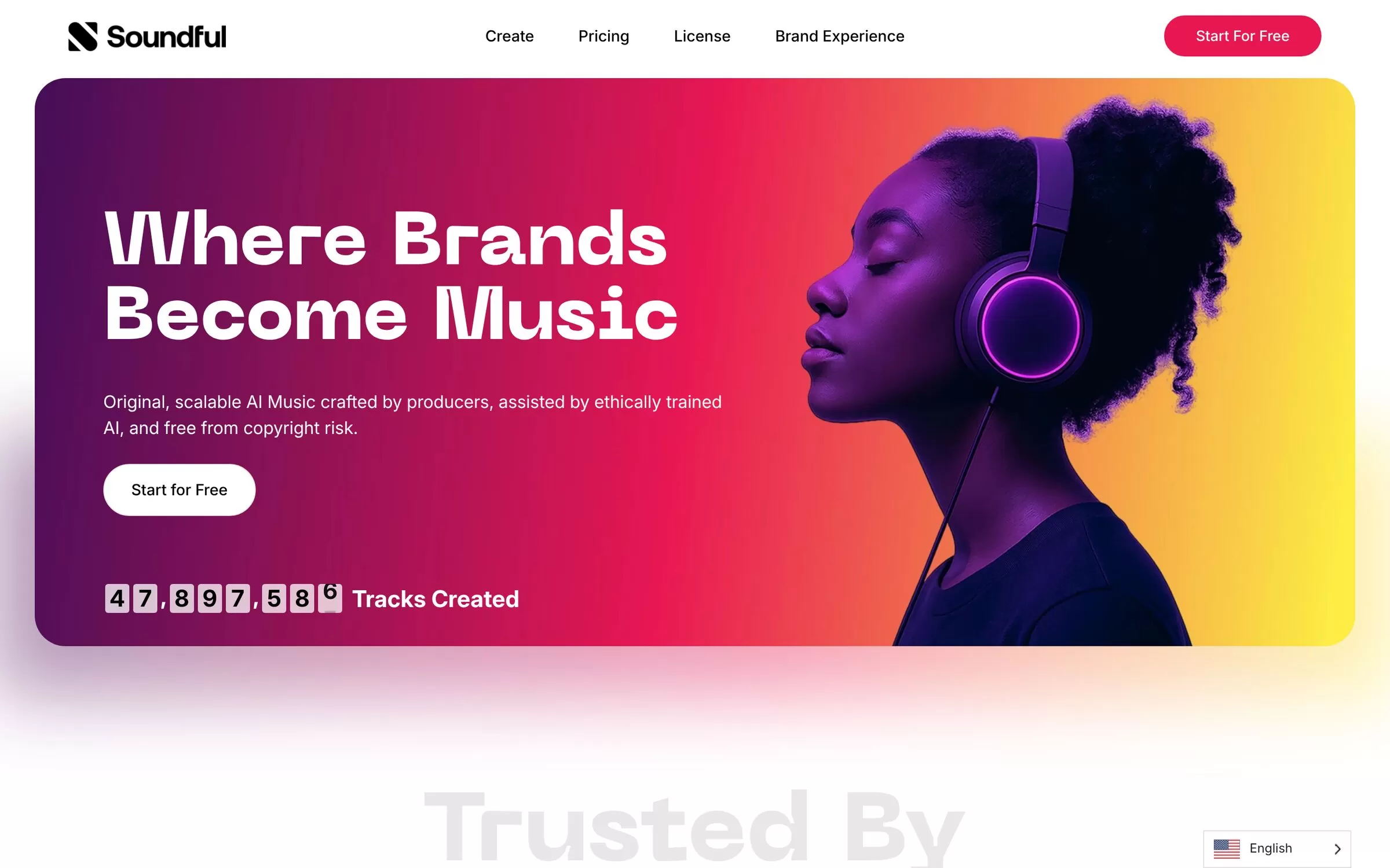 Soundful homepage for AI music made by producers, one of the best AI music generators
