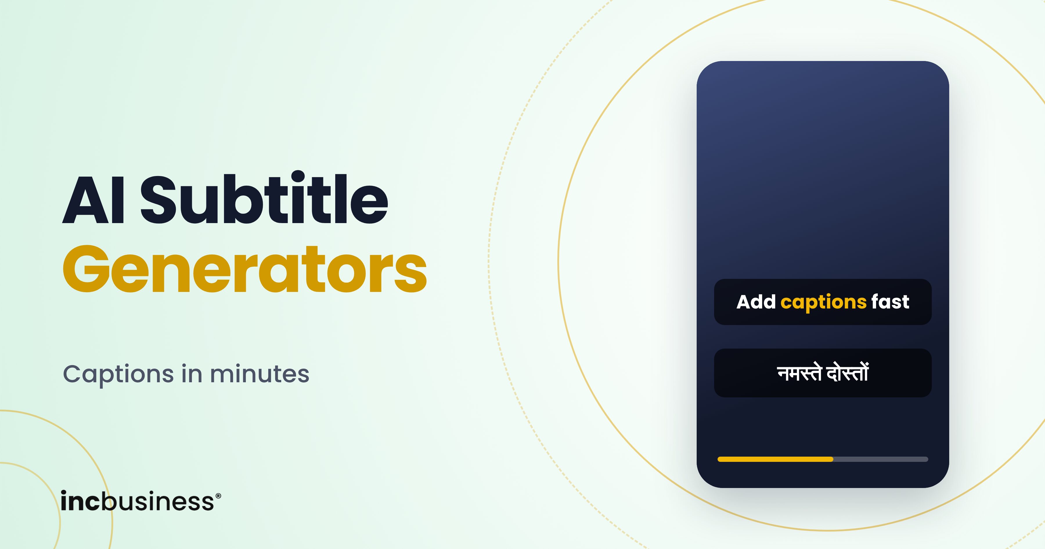 AI subtitle generators cover with a phone showing a Hindi caption