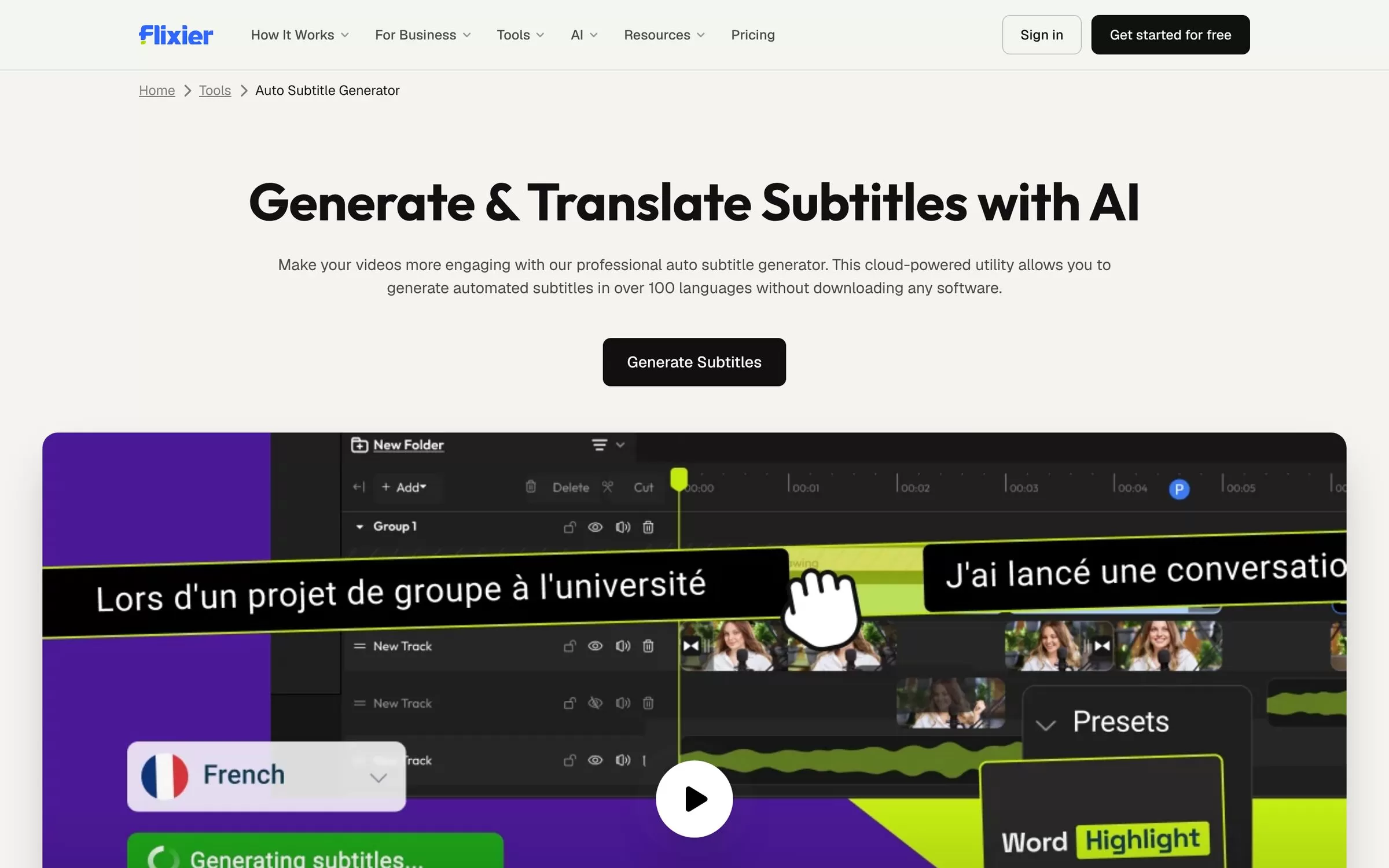 https://flixier.com/pricing, one of the best AI subtitle generators