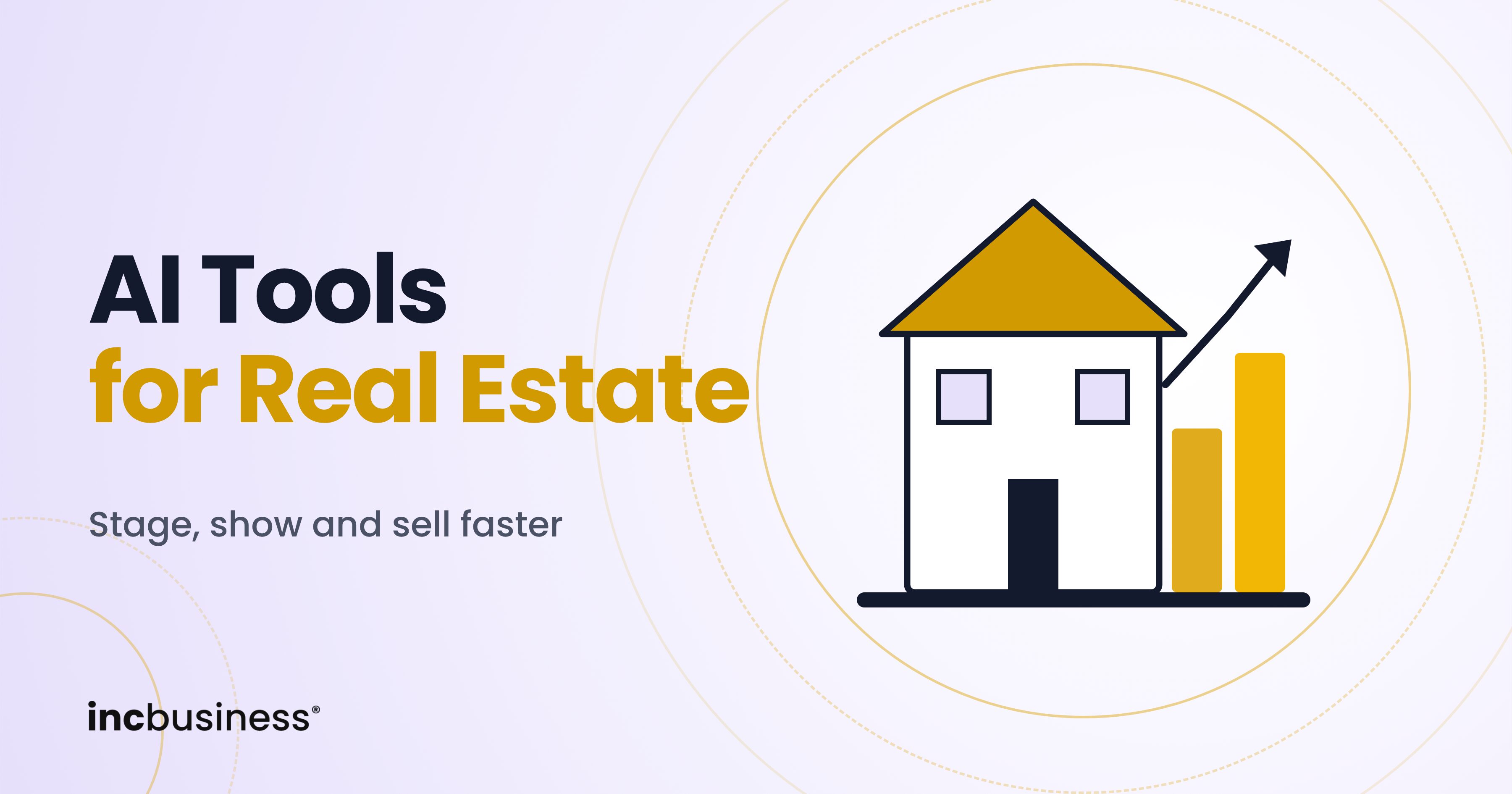 AI tools for real estate cover with a house and a rising chart