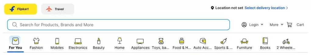 Flipkart business model, the Flipkart website home page