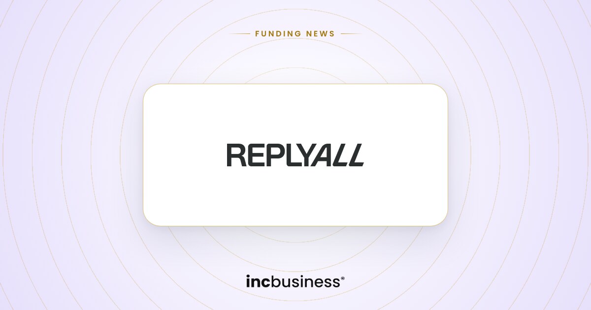 ReplyAll funding: the ReplyAll logo on a light background with the IncBusiness logo