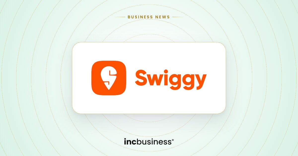 Swiggy results: the Swiggy logo on a light green background with the incbusiness logo