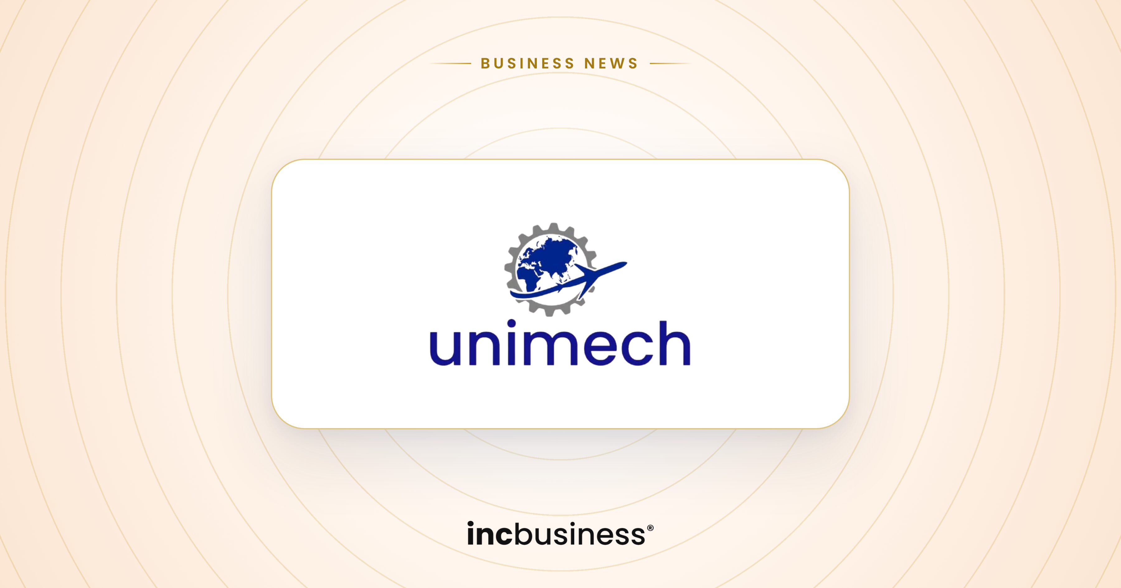 Unimech Aerospace results: the company logo with a globe, gear and aircraft above the name unimech