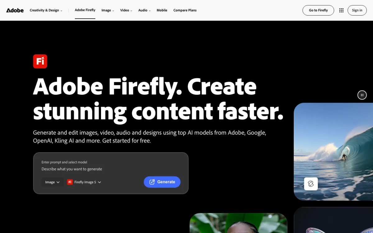 Adobe Firefly website