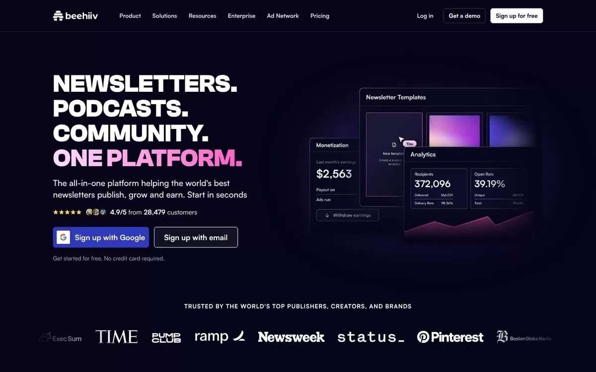 beehiiv website