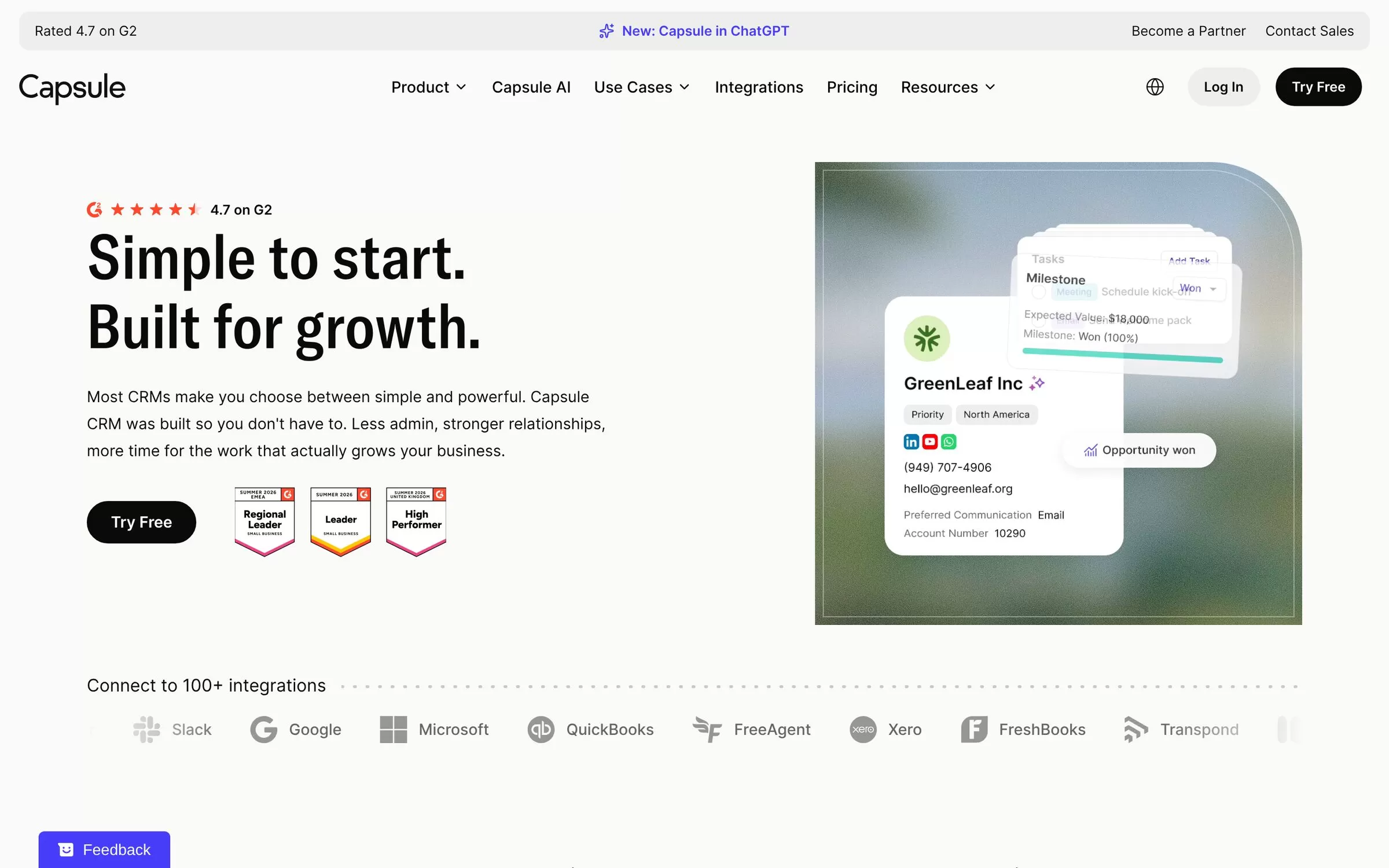 Capsule CRM website