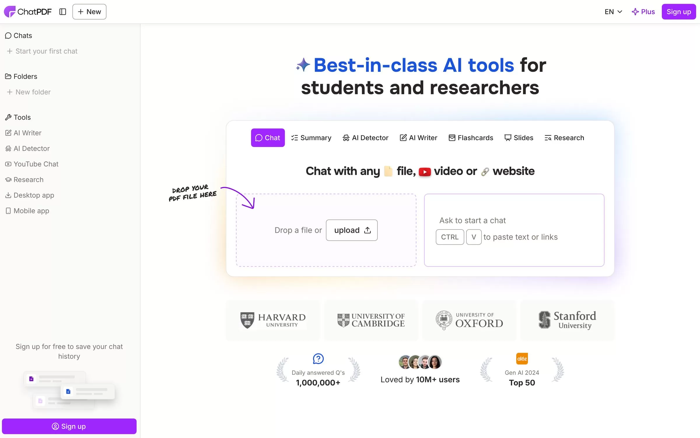 ChatPDF website