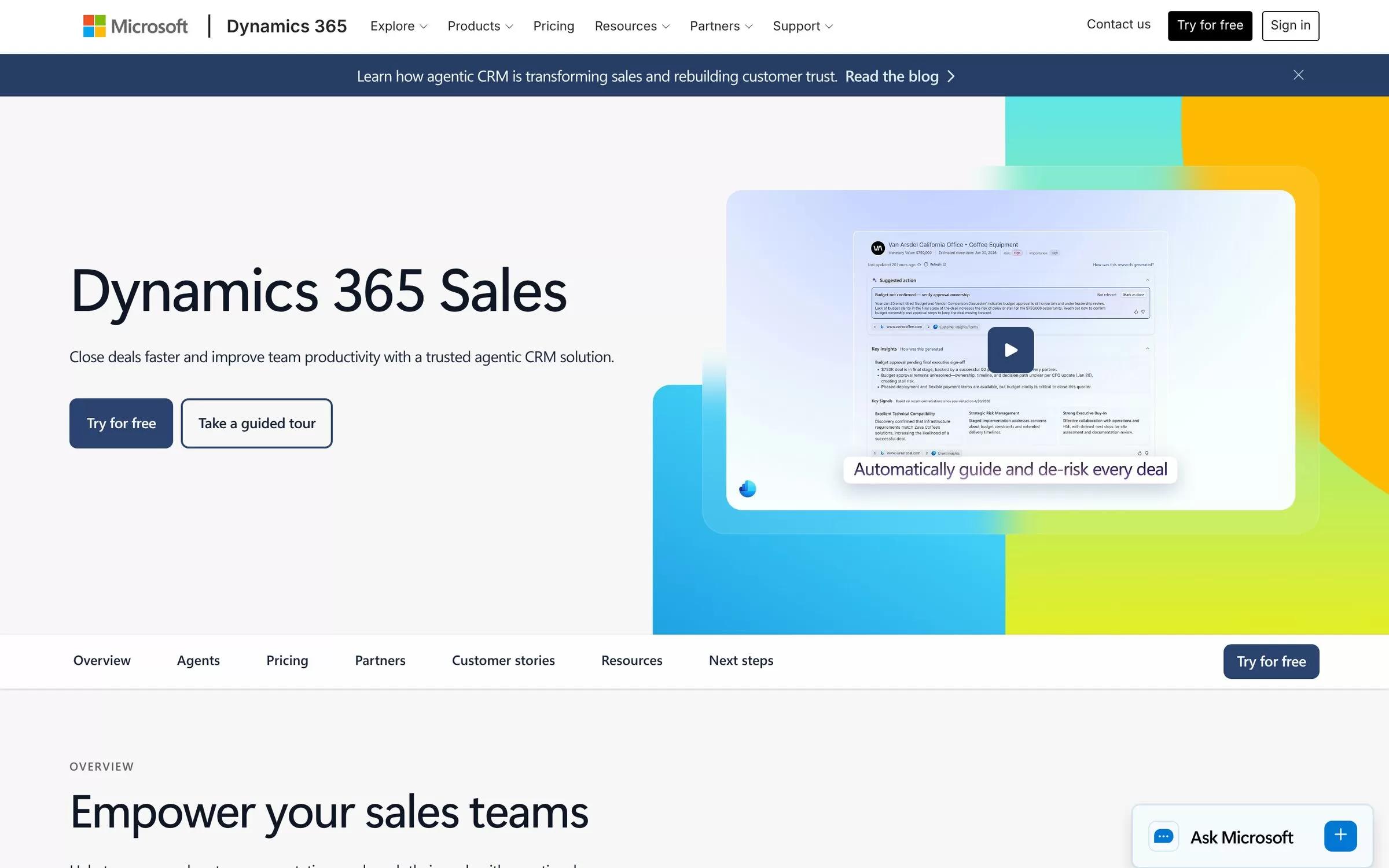 Microsoft Dynamics 365 Sales website