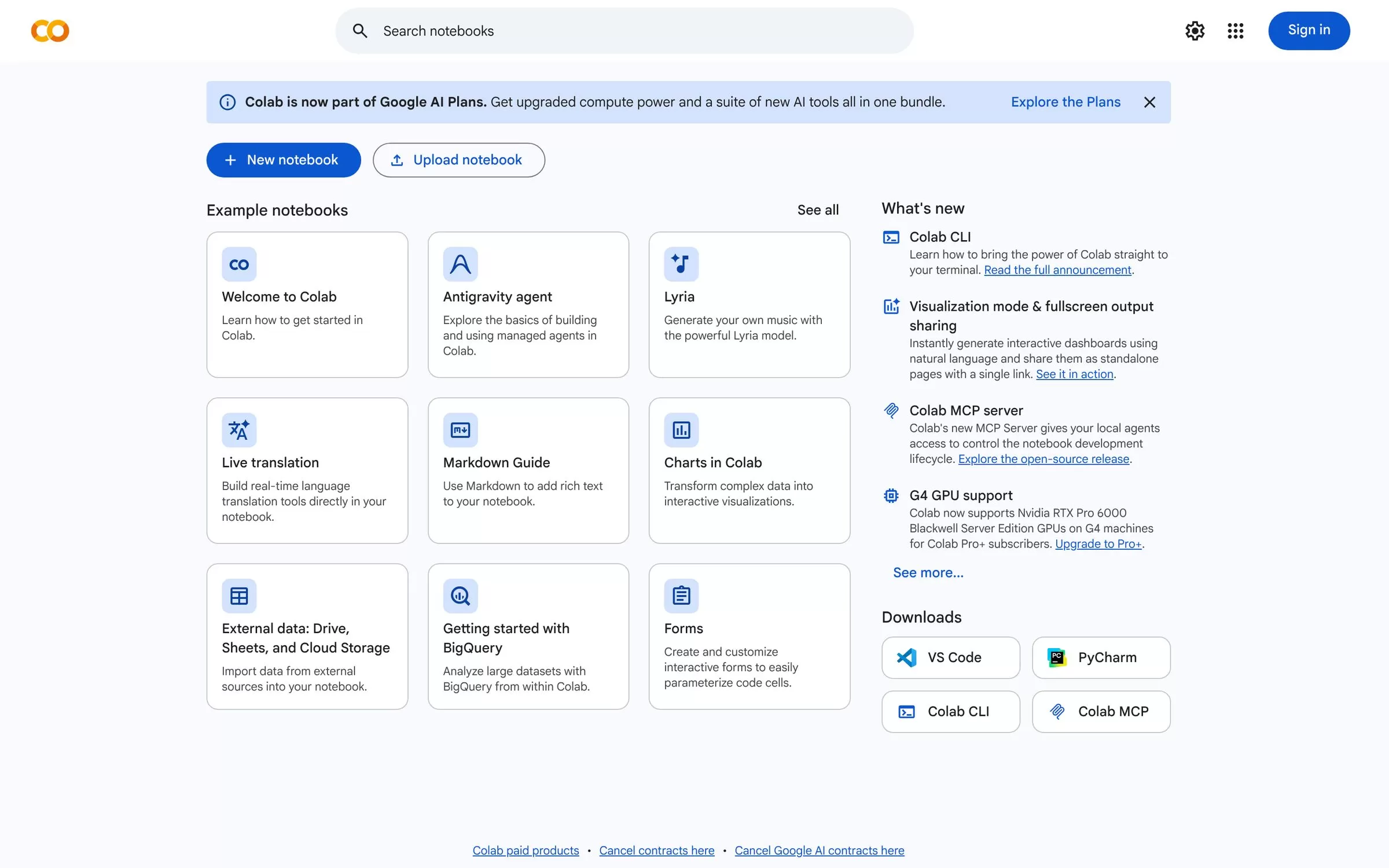 Google Colab website