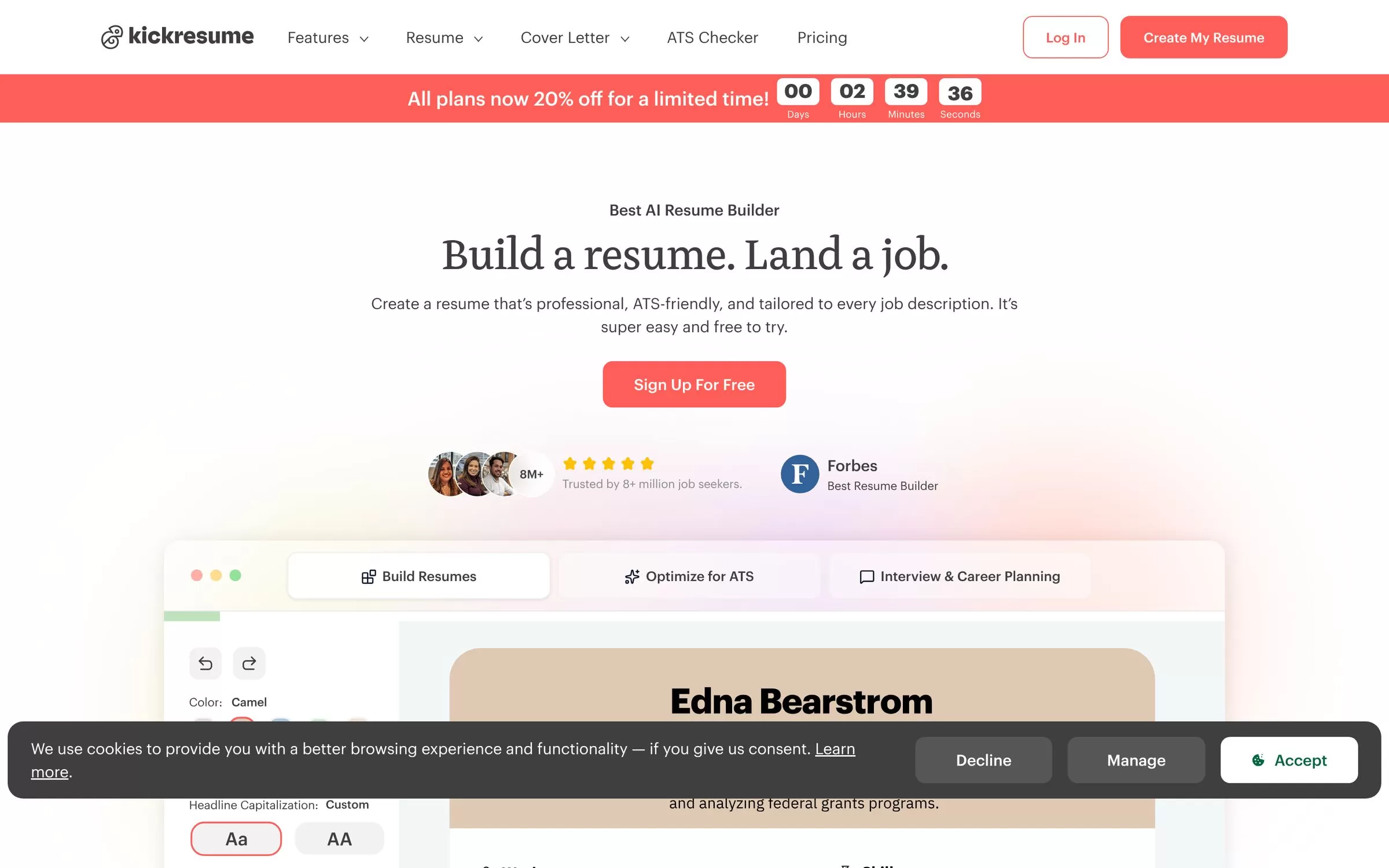 Kickresume website