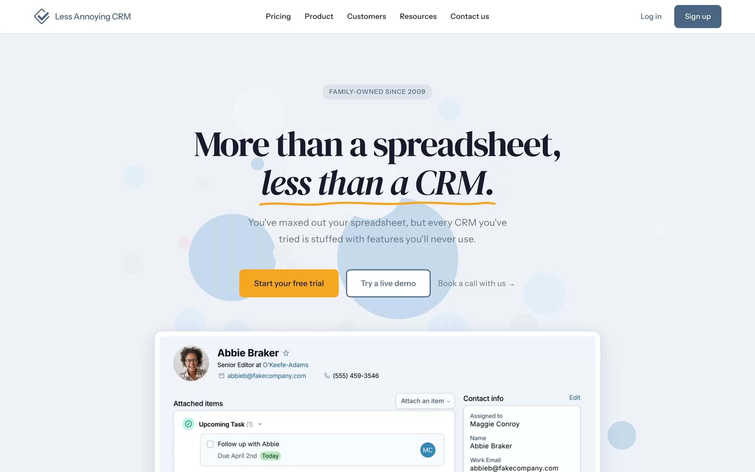Less Annoying CRM website