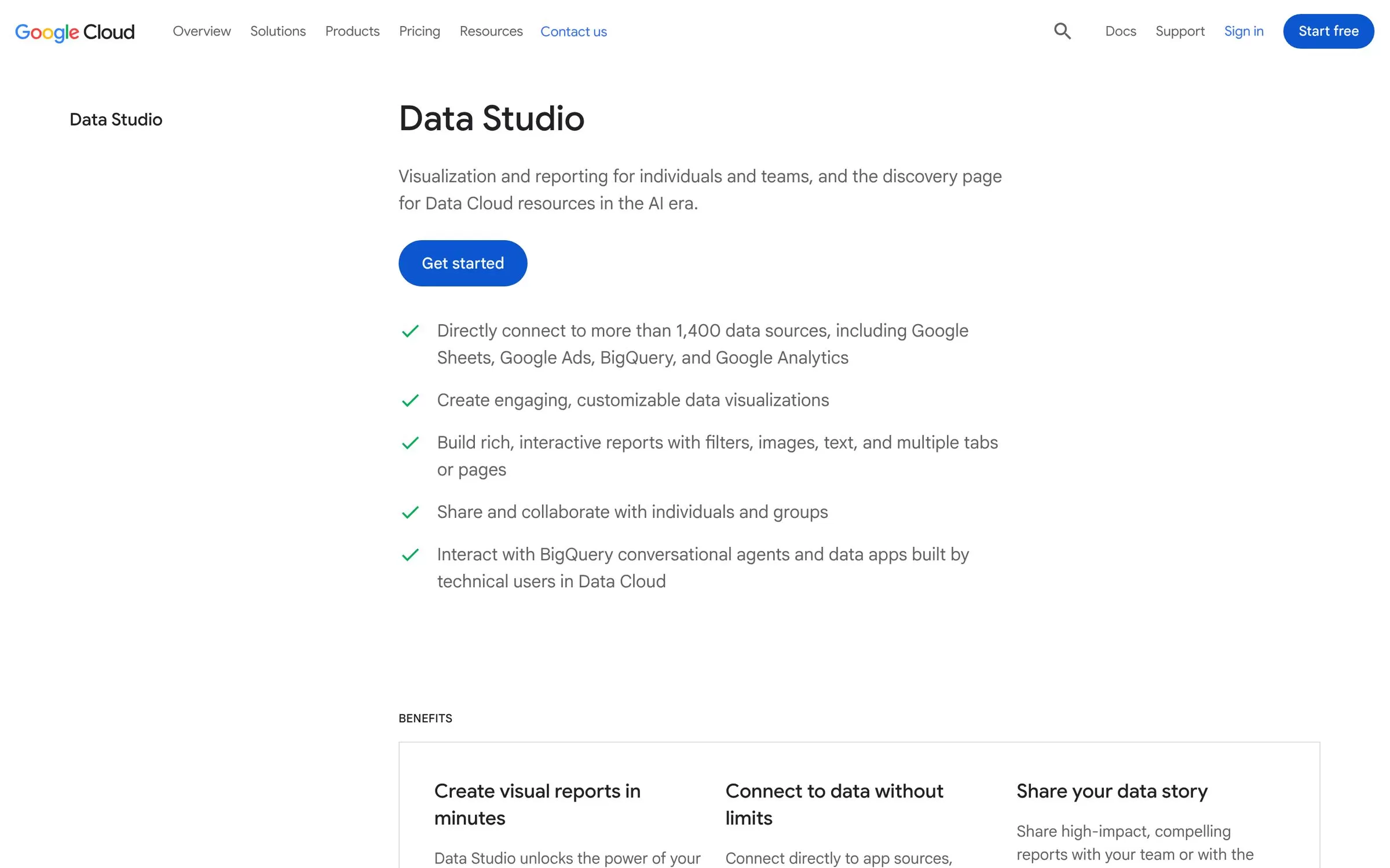 Data Studio website