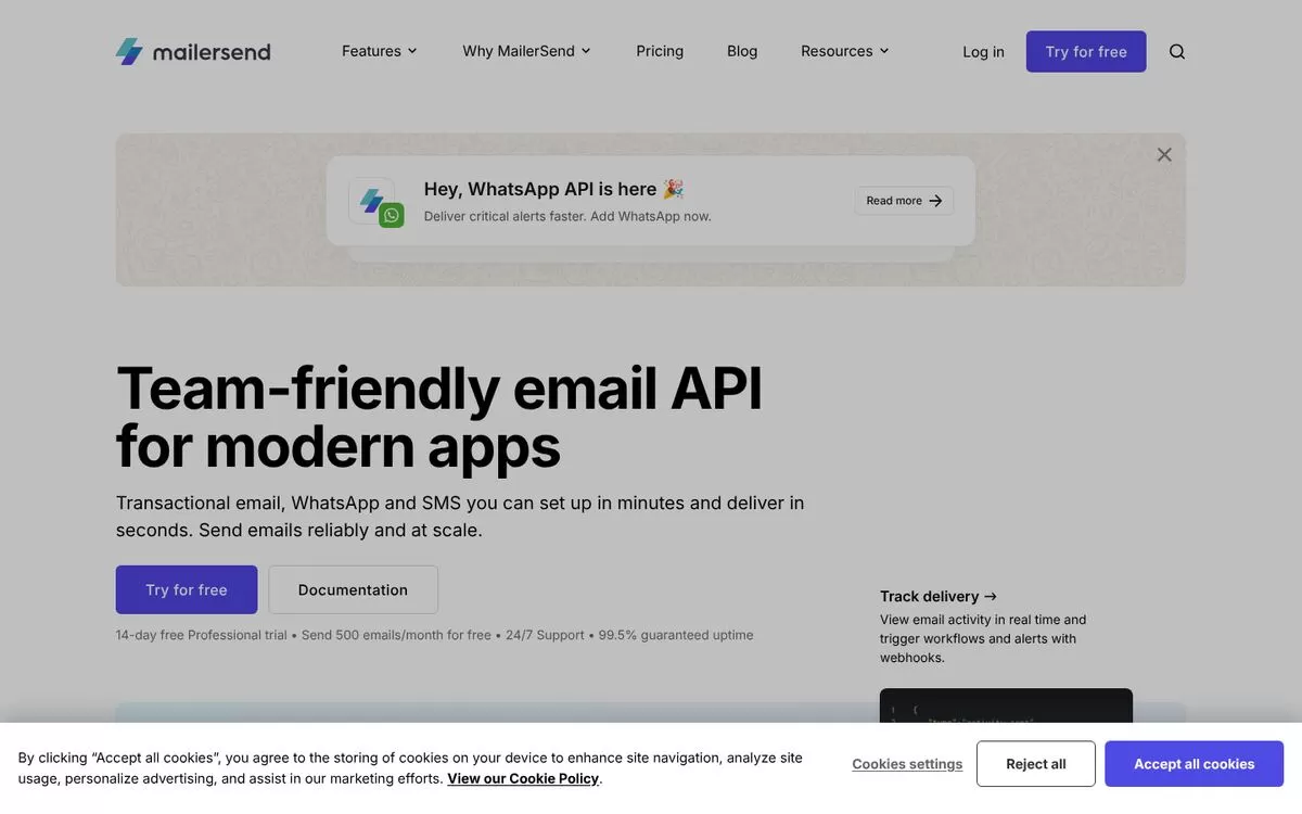 MailerSend website