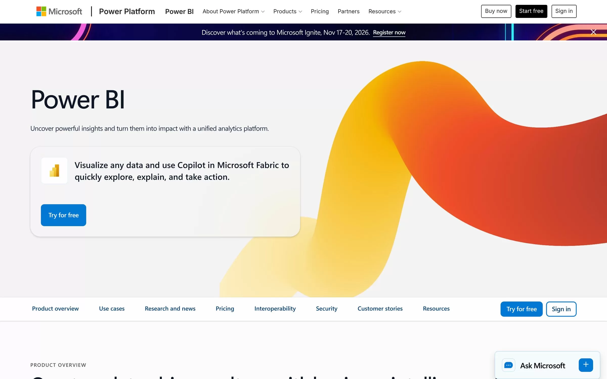 Microsoft Power BI website