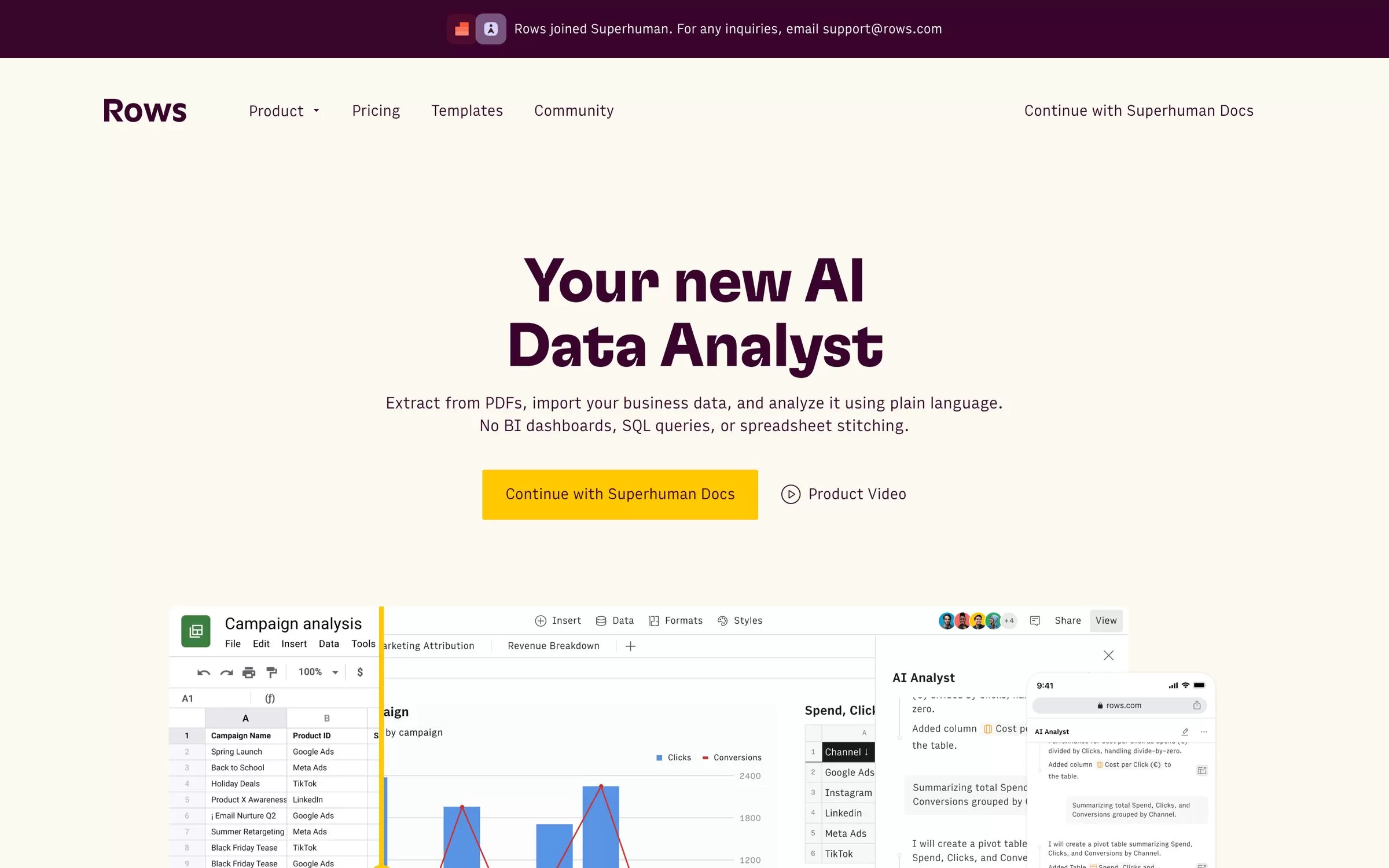 Rows website