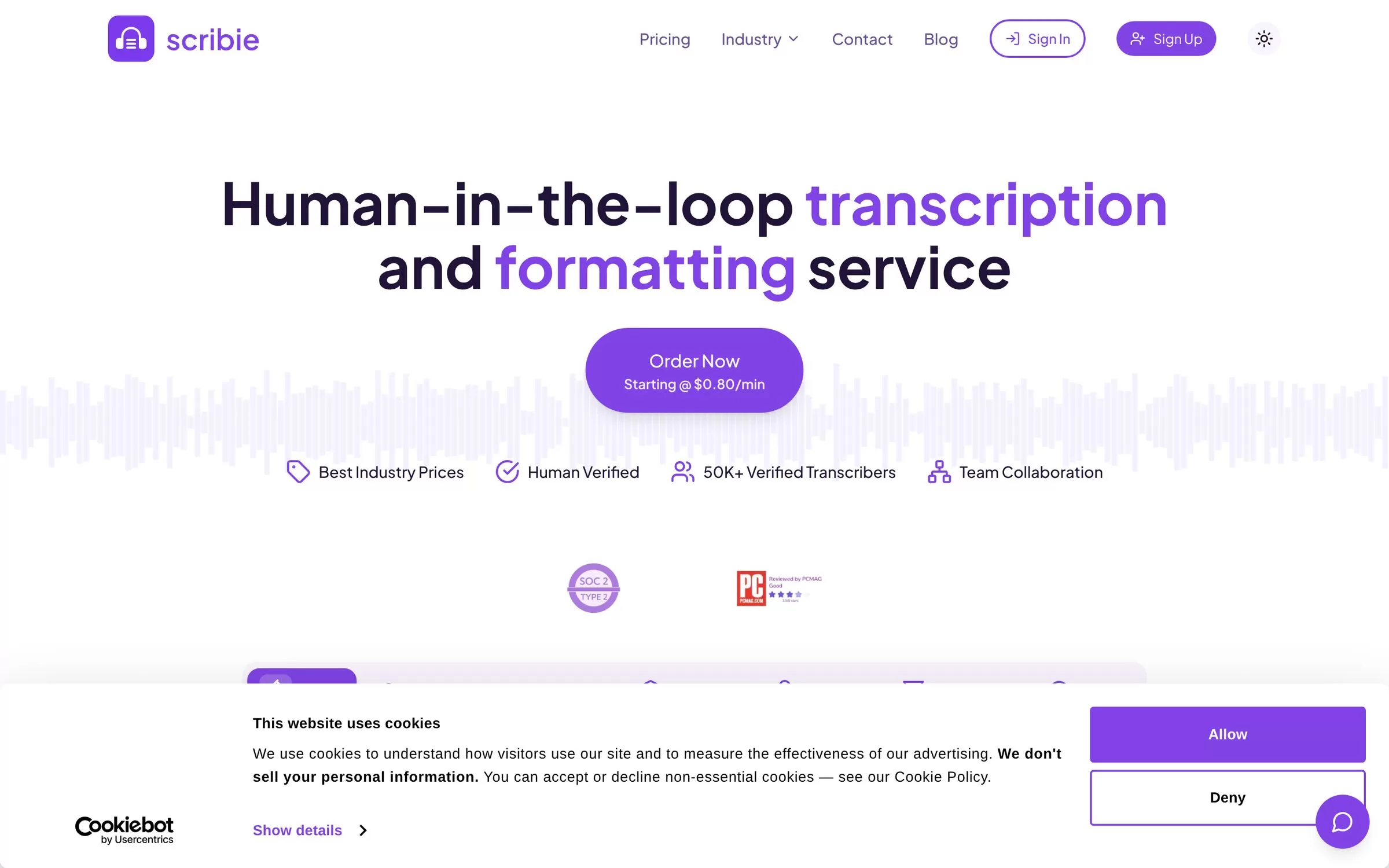 Scribie website