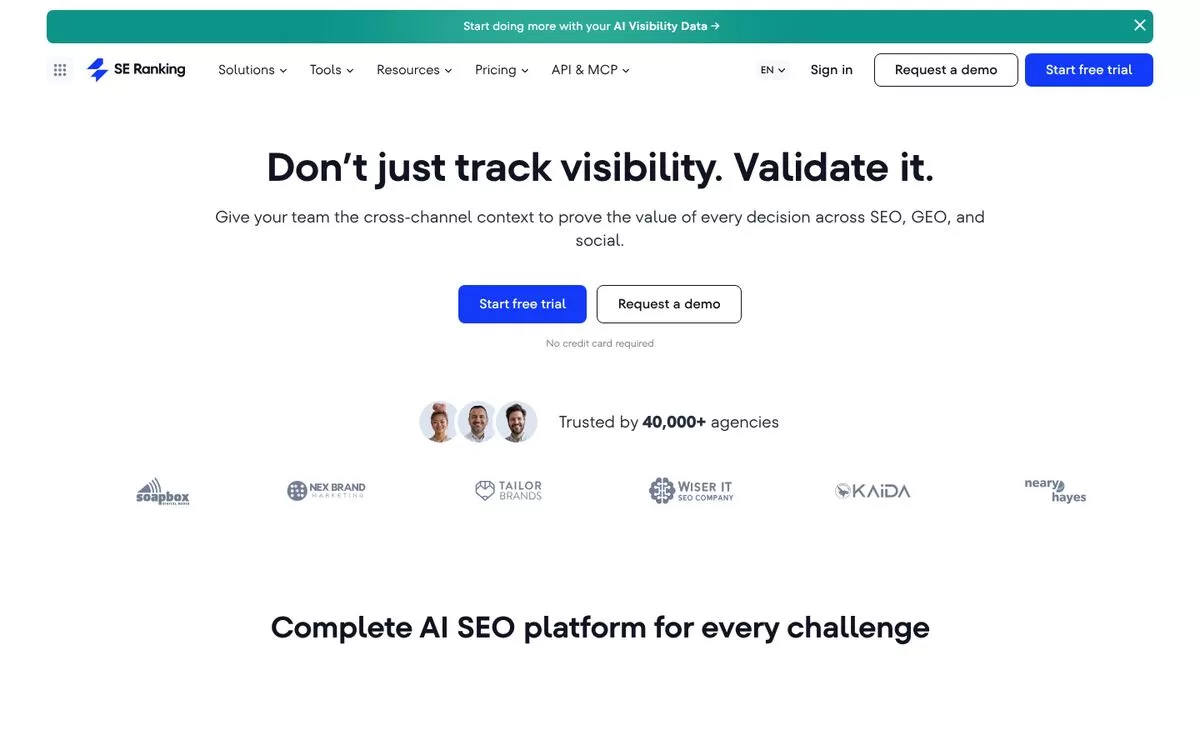 SE Ranking website