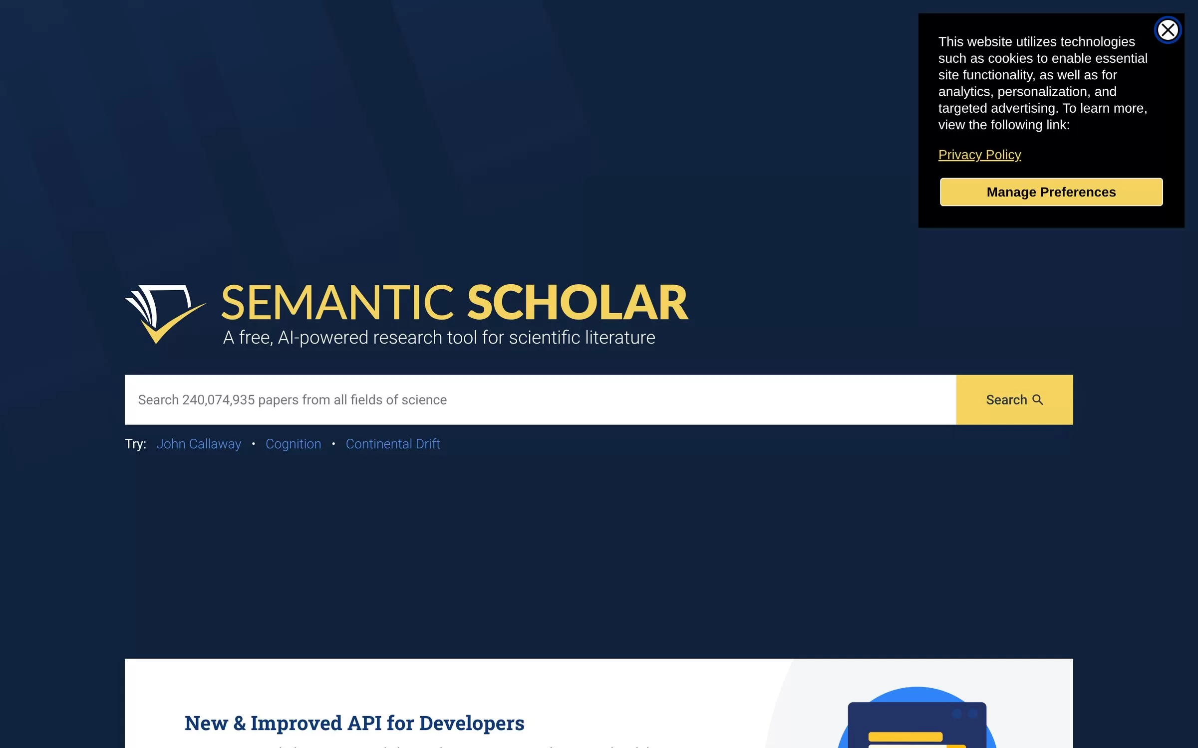 Semantic Scholar website