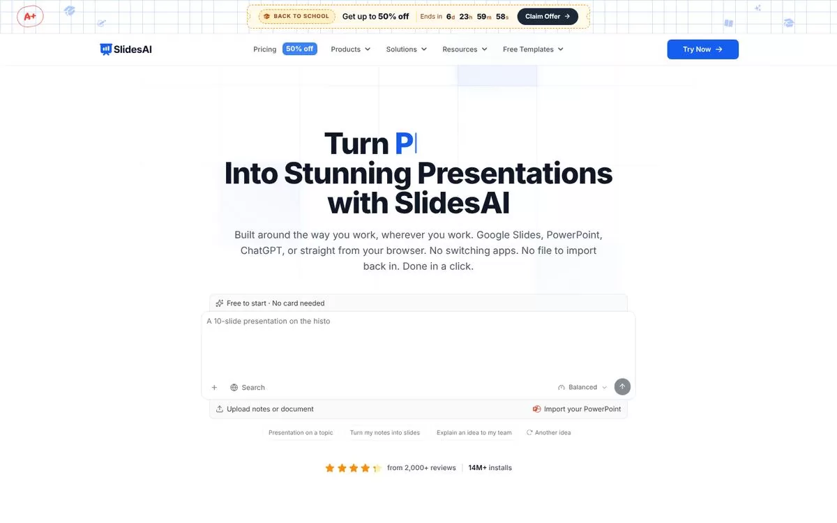SlidesAI website
