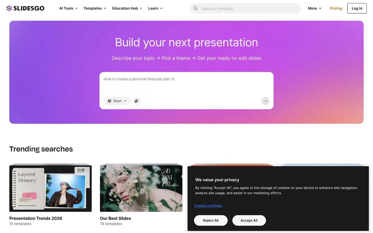 Slidesgo website
