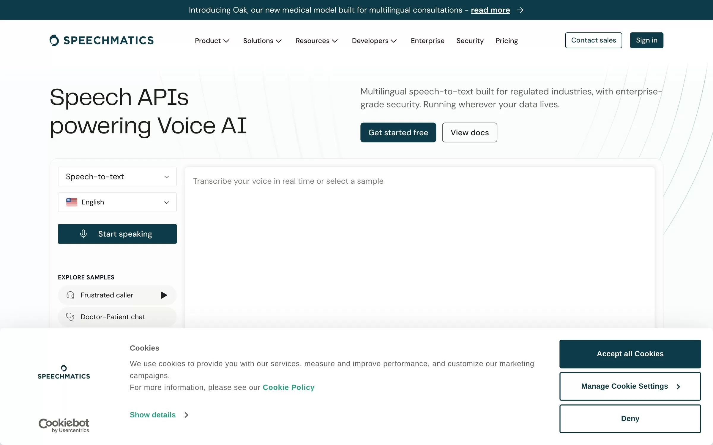 Speechmatics website