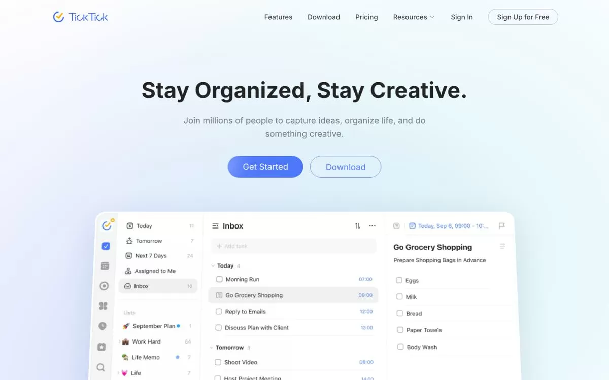 TickTick website