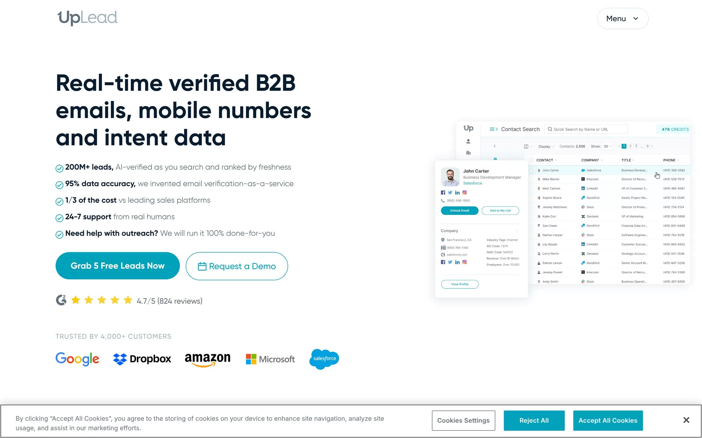 UpLead website