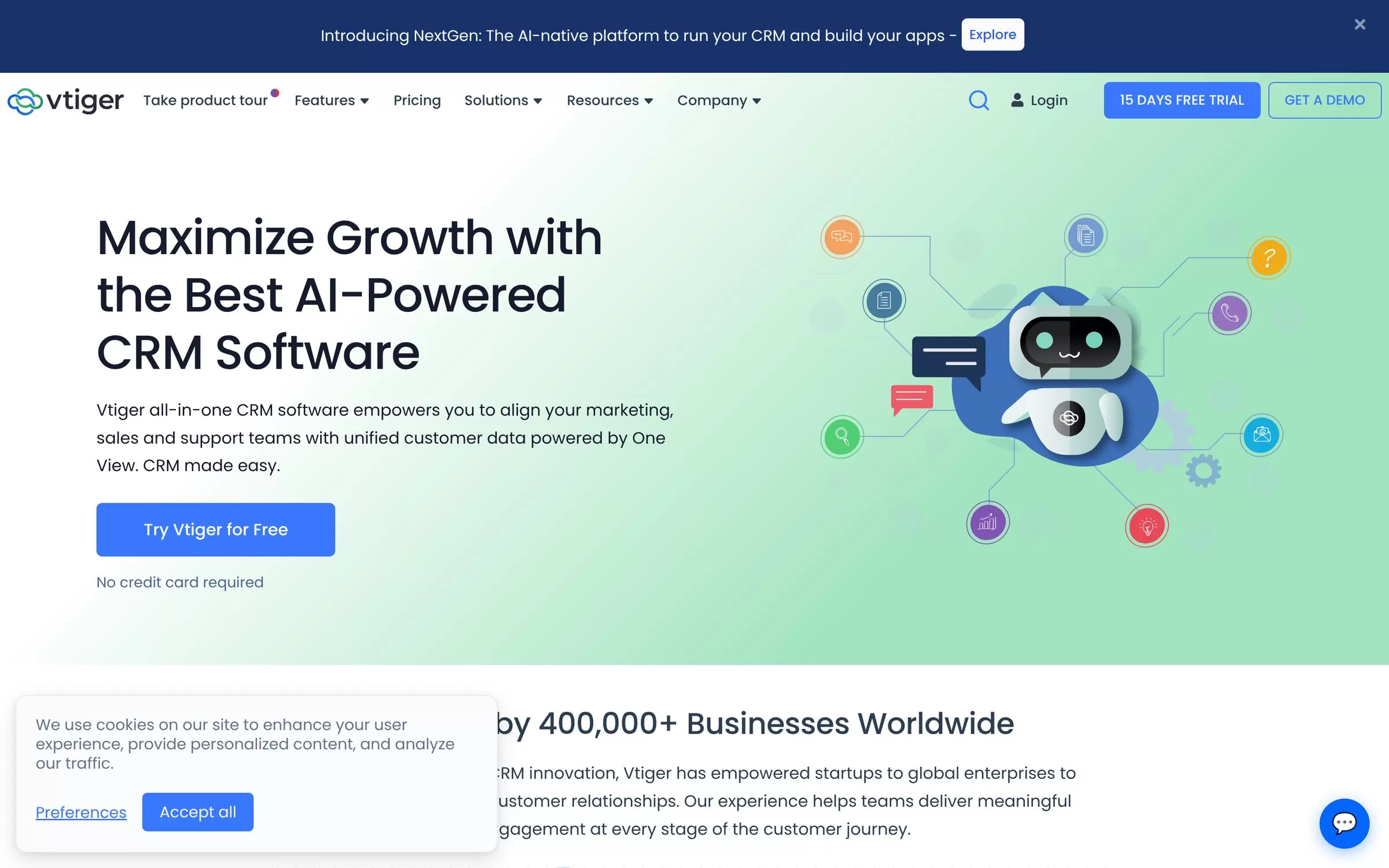 Vtiger CRM website