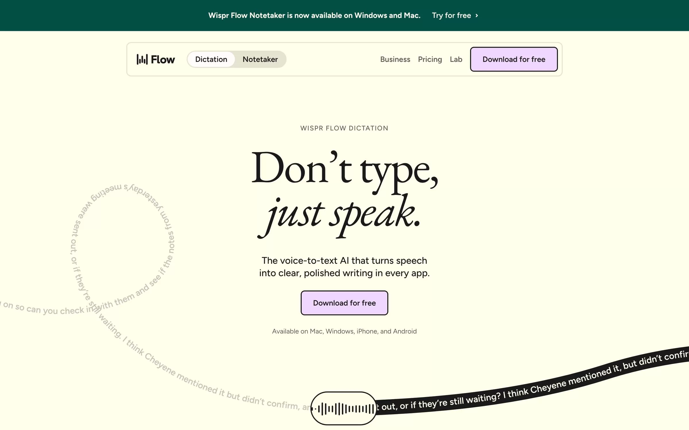 Wispr Flow website