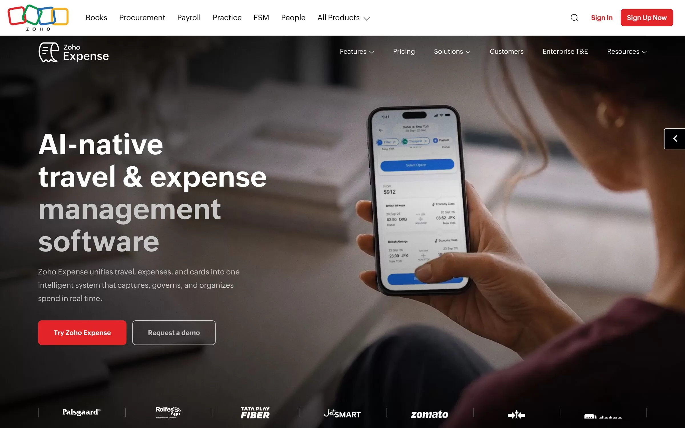 Zoho Expense website