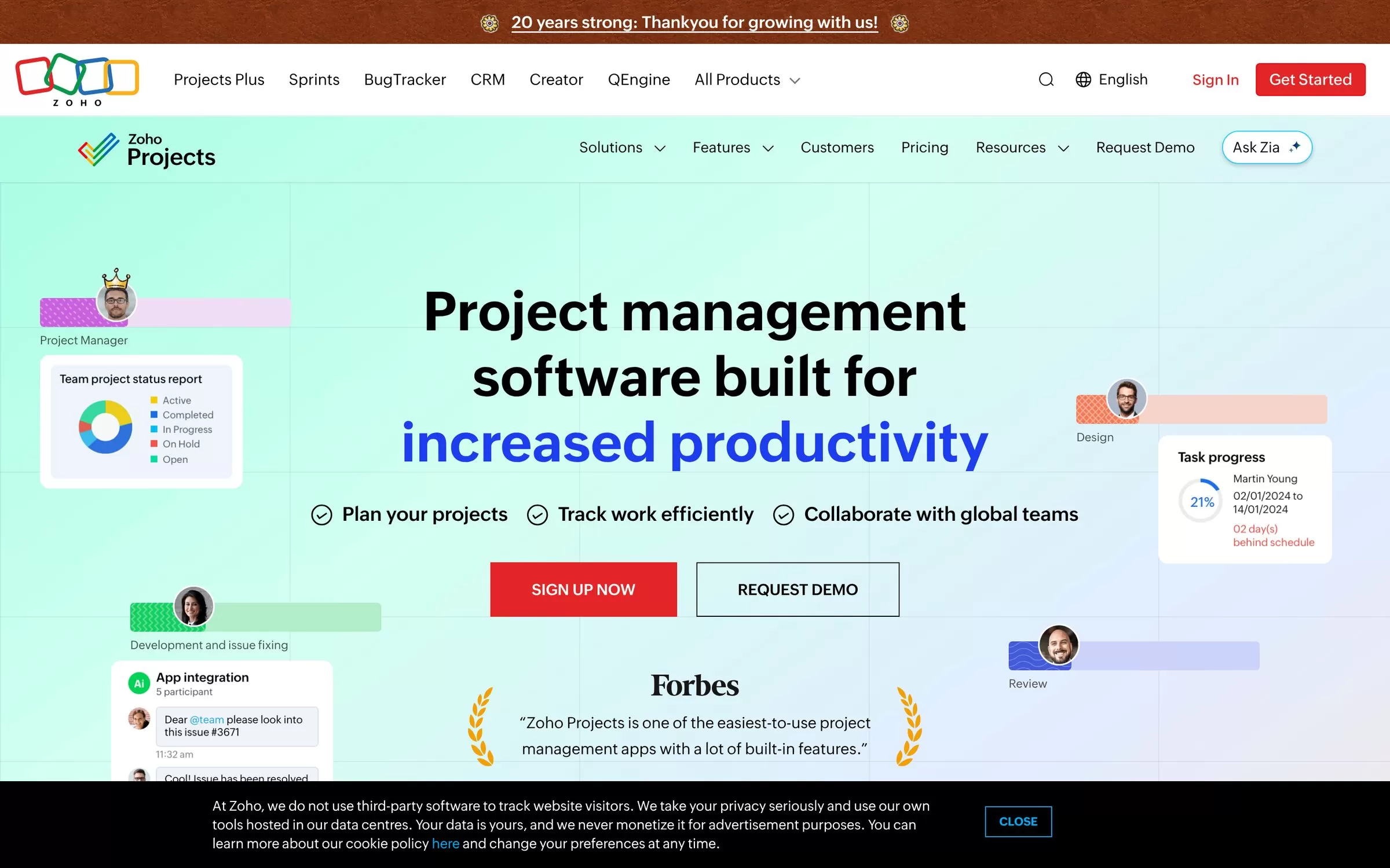 Zoho Projects website