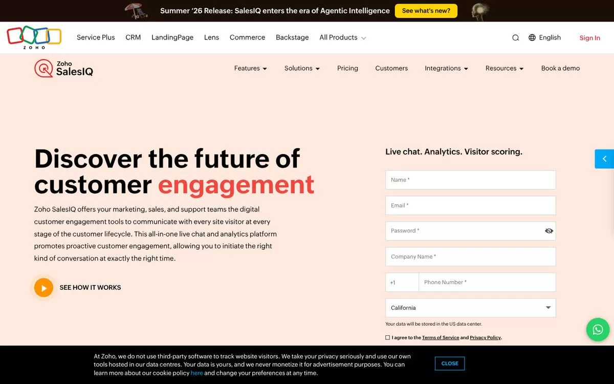 Zoho SalesIQ website