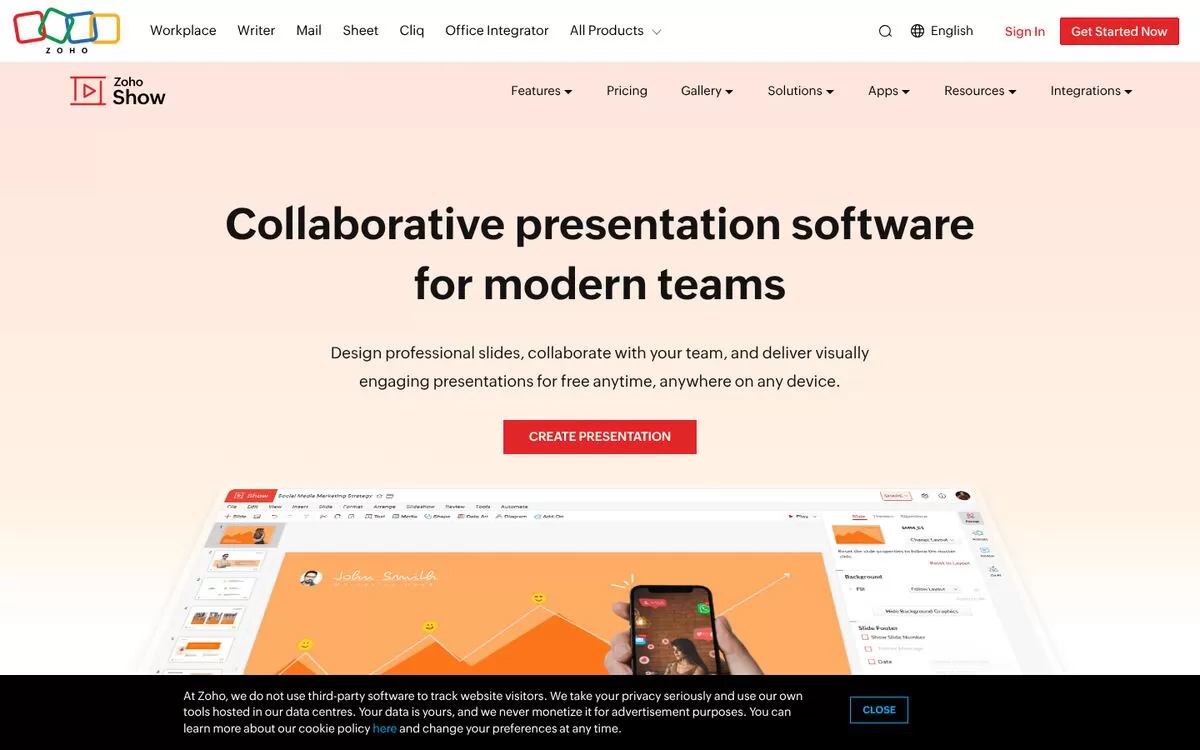 Zoho Show website