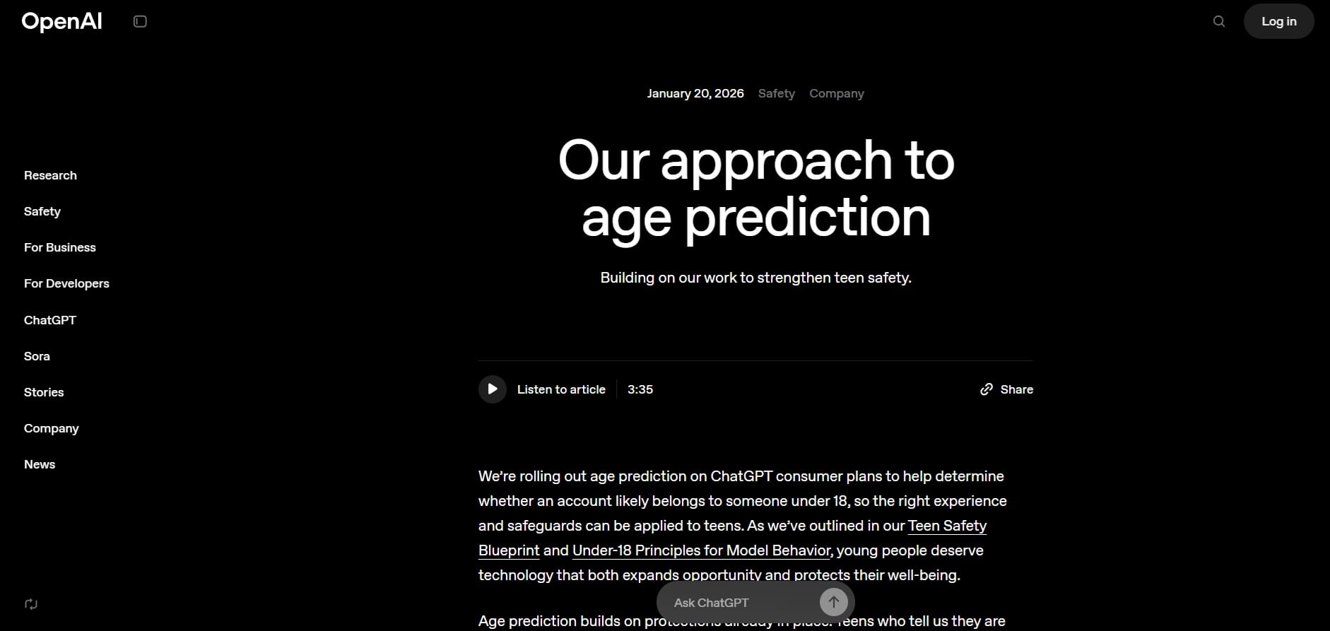 ChatGPT Adds Age Detection to Protect Kids, Prep for "Adult Mode"