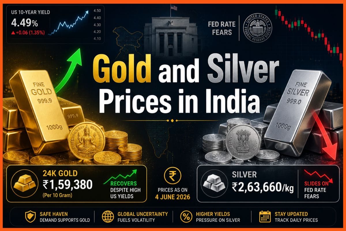 Gold and Silver Prices in India on 5 June 2026: Both Metals Rally as Israel-Lebanon Ceasefire Sparks Iran Peace Hopes; 24K Gold at ₹1,59,547, Silver Climbs to ₹2,64,796/kg